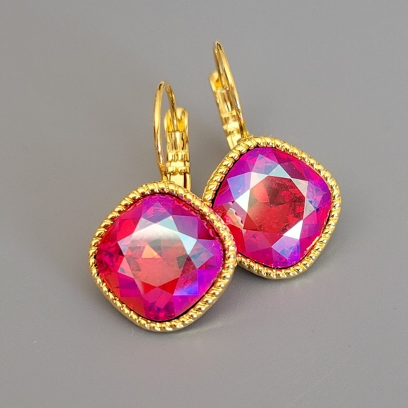 Austrian Crystal Earrings in Gold - Picture 4 of 11